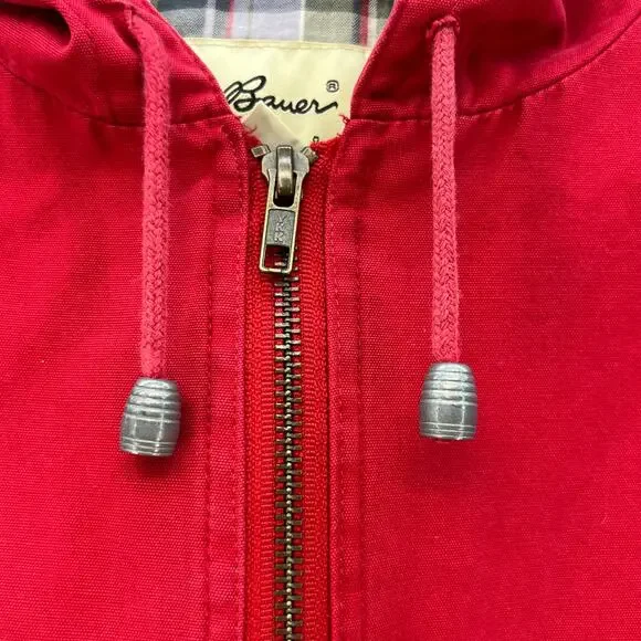 Eddie Bauer Jacket Women's Large Red Plaid Lining Hooded Vintage Preppy Normcore - Picture 7 of 14